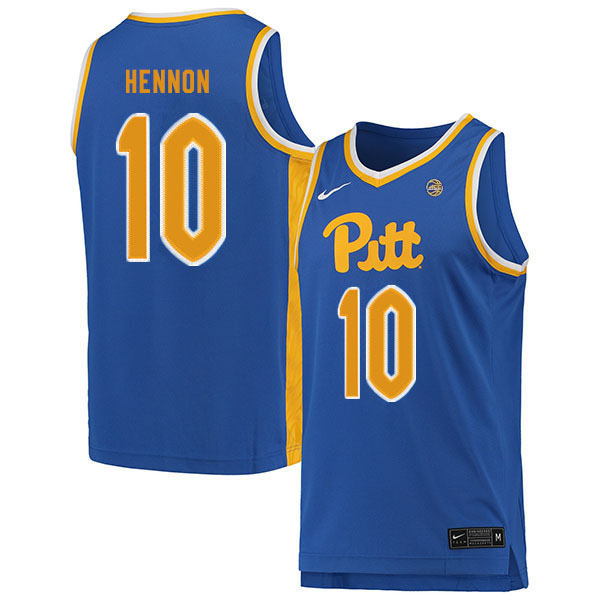 Men #10 Don Hennon Pitt Panthers College Basketball Jerseys Sale-Blue
